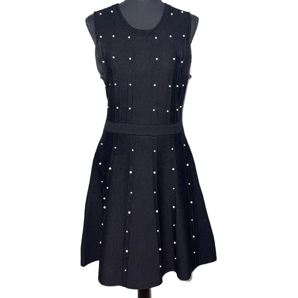 Black Sweater-Knit Dress with Pearls *Never Worn*